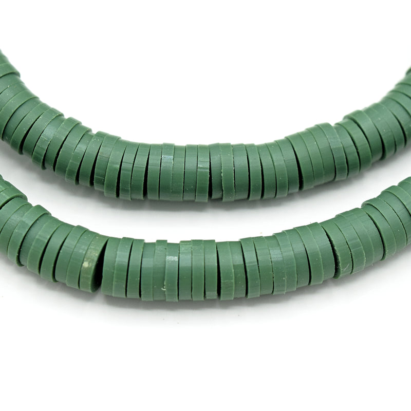 Heishi Polymer Clay Round Beads 6x1mm (740Pc/34Inch) - Green