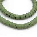 Heishi Polymer Clay Round Beads 6x1mm (740pc/34Inch) - Olive