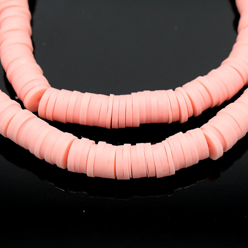 Heishi Polymer Clay Round Beads 6x1mm (740Pc/34Inch) - Salmon