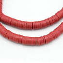 Heishi Polymer Clay Round Beads 6x1mm, 8x1mm - Dark Red