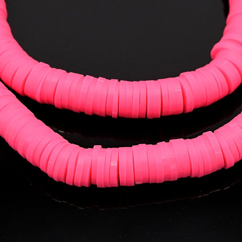 Heishi Polymer Clay Round Beads 6x1mm (740Pc/34Inch) - Flamingo