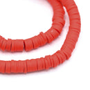 Heishi Polymer Clay Round Beads 6x1mm, 6x3mm - Red