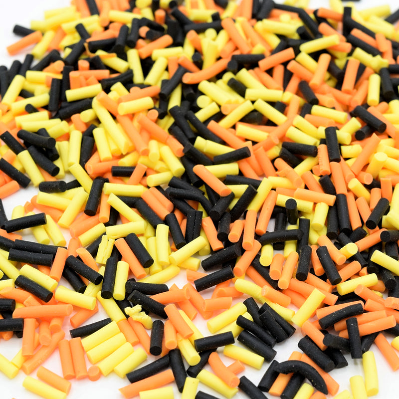 50g Polymer Clay Slices Sprinkle Resin Inclusions - Halloween Black/Orange/Yellow Mix 5mm