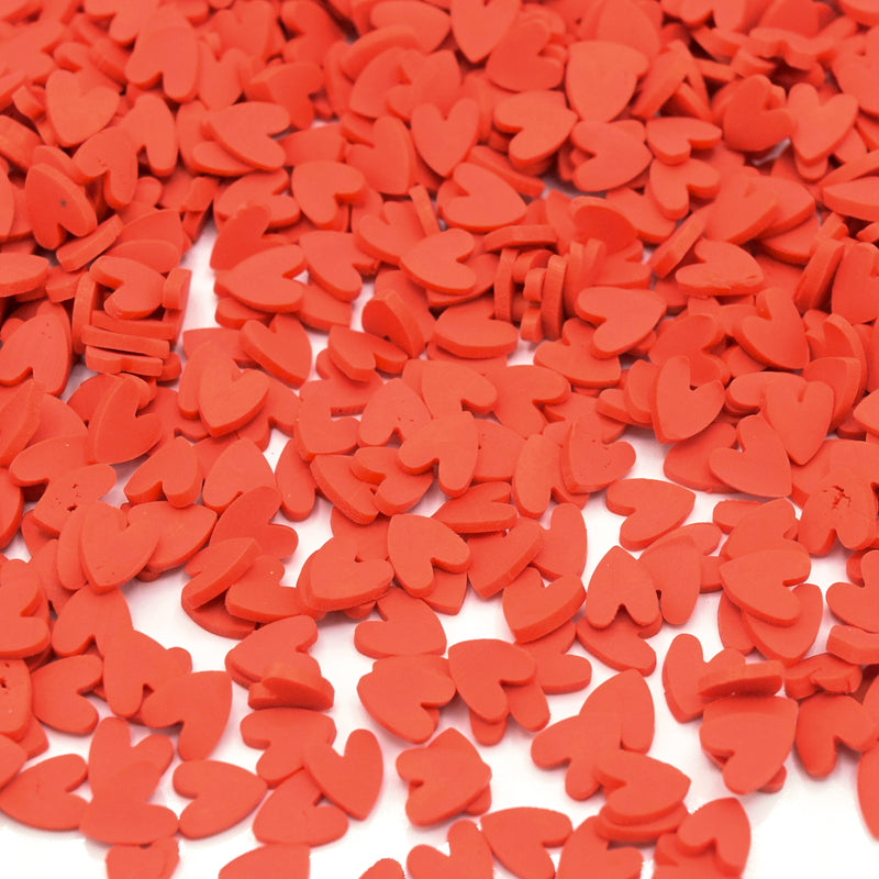 50g Polymer Clay Slices Sprinkle Resin Inclusions - Red Hearts 5mm