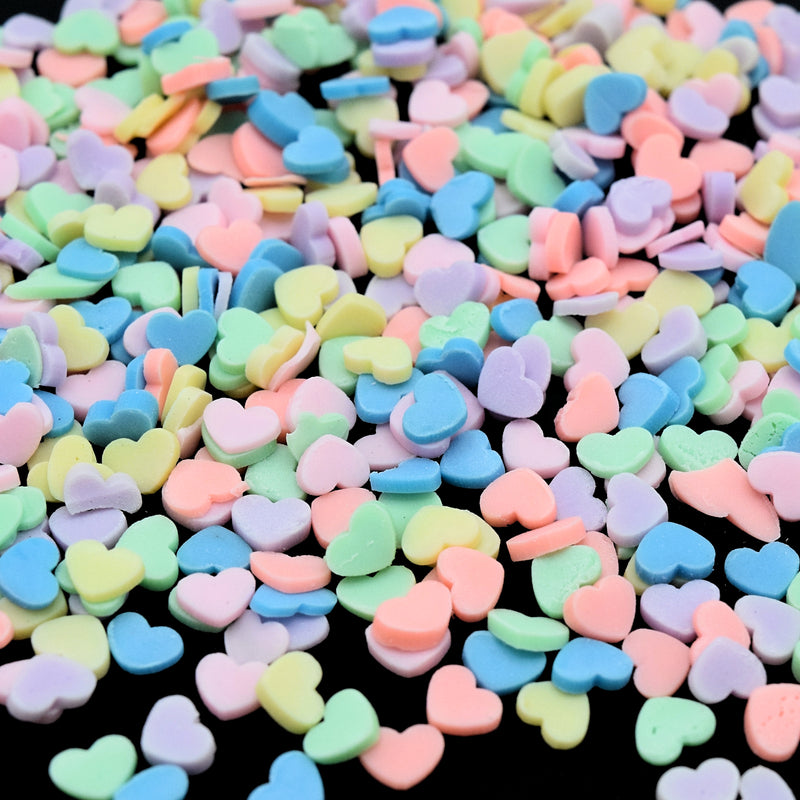 50g Polymer Clay Sprinkle Slices Resin Inclusions - Pastel Heart Mix 5mm
