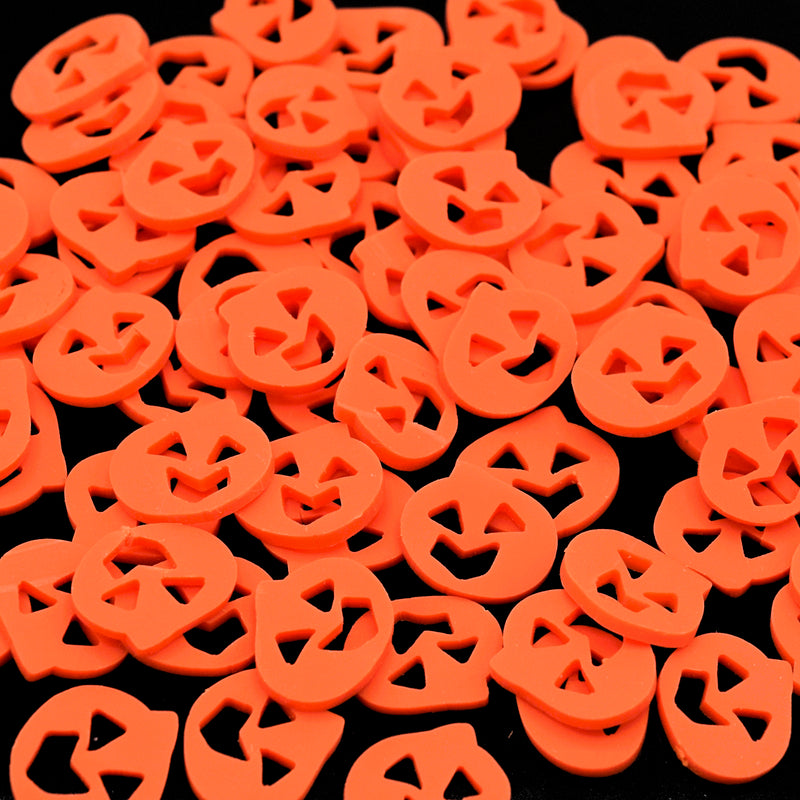 50g Polymer Clay Sprinkle Slices Resin Inclusions - Orange Pumpkins 10mm