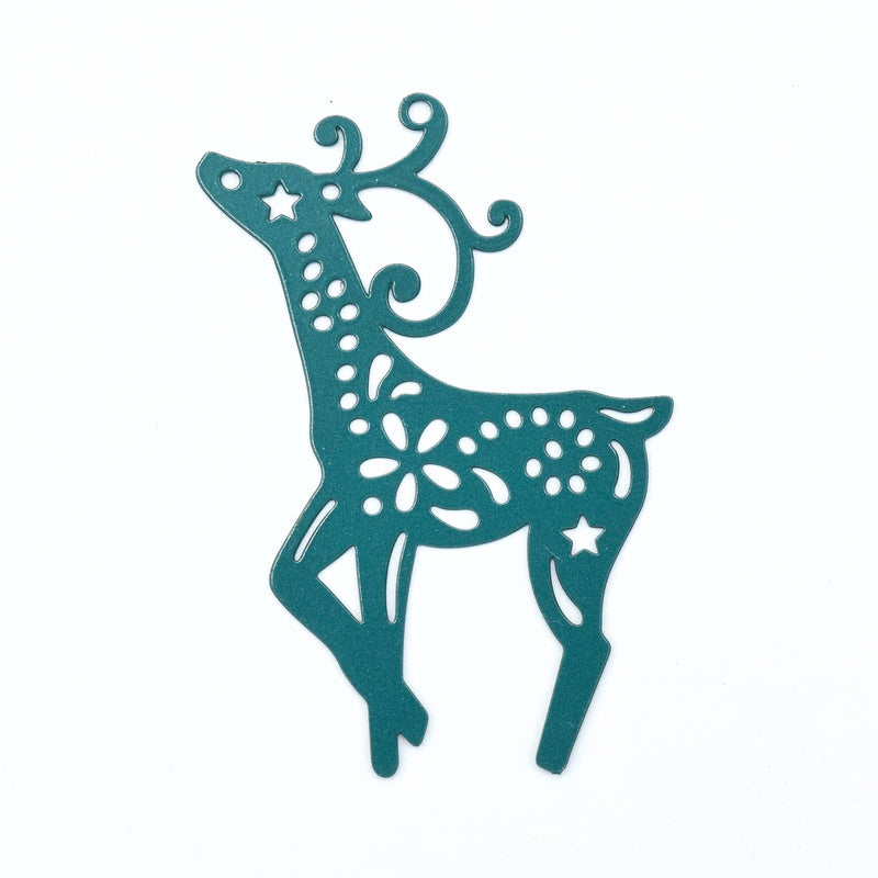 2 x Filigree Connector Pendants Reindeer 30x45mm - Turquoise