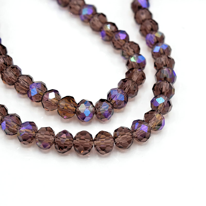 Faceted Rondelle Glass Beads - Amethyst ABX2