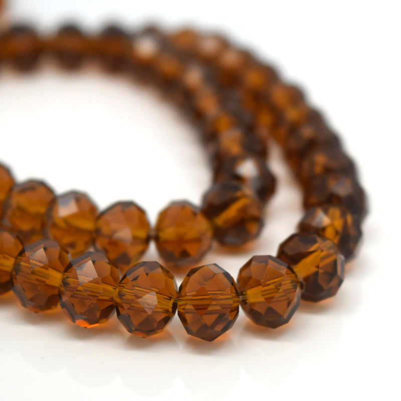 STAR BEADS: FACETED RONDELLE GLASS BEADS - AMBER - Rondelle Beads