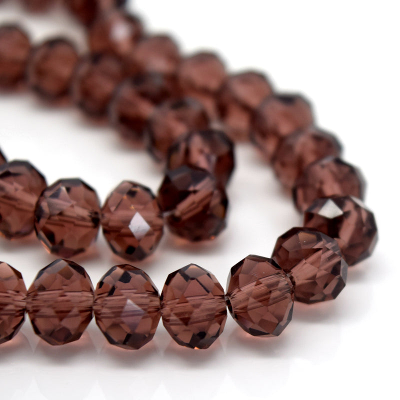STAR BEADS: FACETED RONDELLE GLASS BEADS - AMETHYST - Rondelle Beads