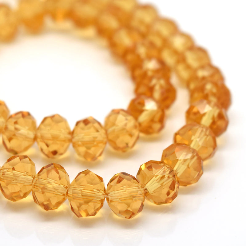 STAR BEADS: FACETED RONDELLE GLASS BEADS - CHAMPAGNE - Rondelle Beads