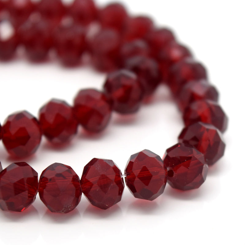 STAR BEADS: FACETED RONDELLE GLASS BEADS - DARK SIAM - Rondelle Beads