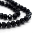 STAR BEADS: FACETED RONDELLE GLASS BEADS - JET - Rondelle Beads