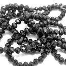 Faceted Rondelle Glass Beads - Jet