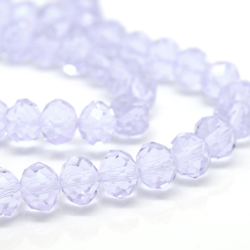 STAR BEADS: FACETED RONDELLE GLASS BEADS - LILAC - Rondelle Beads