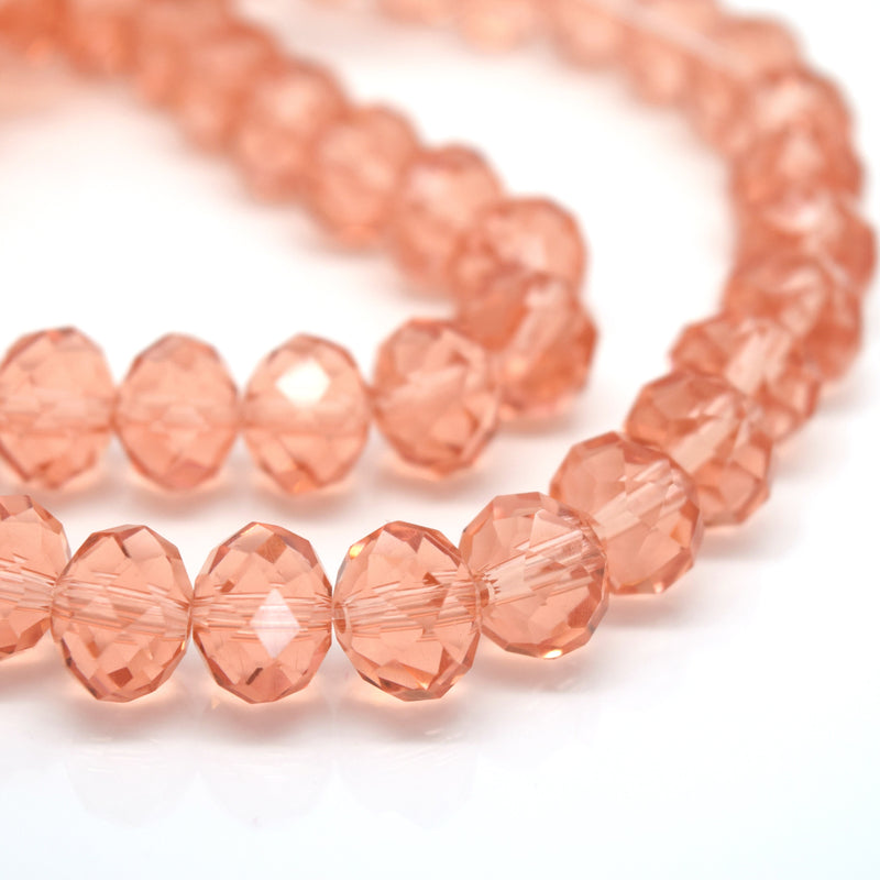 STAR BEADS: FACETED RONDELLE GLASS BEADS - LIGHT PEACH - Rondelle Beads
