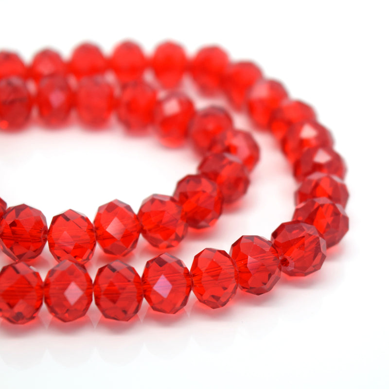 STAR BEADS: FACETED RONDELLE GLASS BEADS - LIGHT SIAM - Rondelle Beads