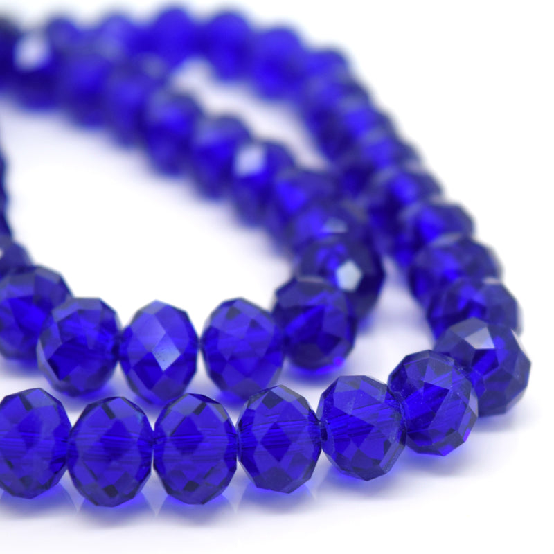 STAR BEADS: FACETED RONDELLE GLASS BEADS - ROYAL BLUE - Rondelle Beads