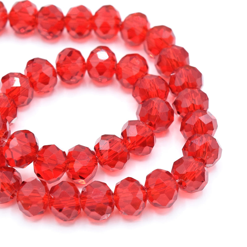 Faceted Rondelle Glass Beads - Siam