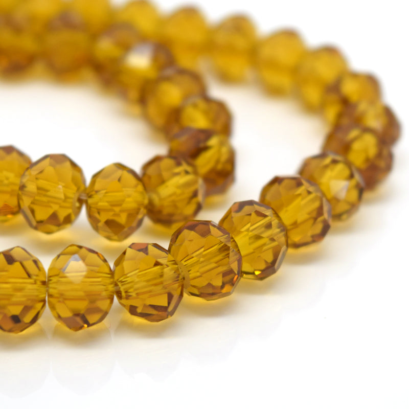 STAR BEADS: FACETED RONDELLE GLASS BEADS - TOPAZ - Rondelle Beads