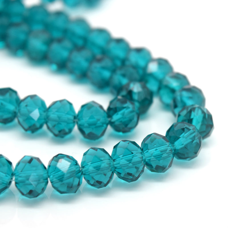 STAR BEADS: FACETED RONDELLE GLASS BEADS - TURQUOISE - Rondelle Beads