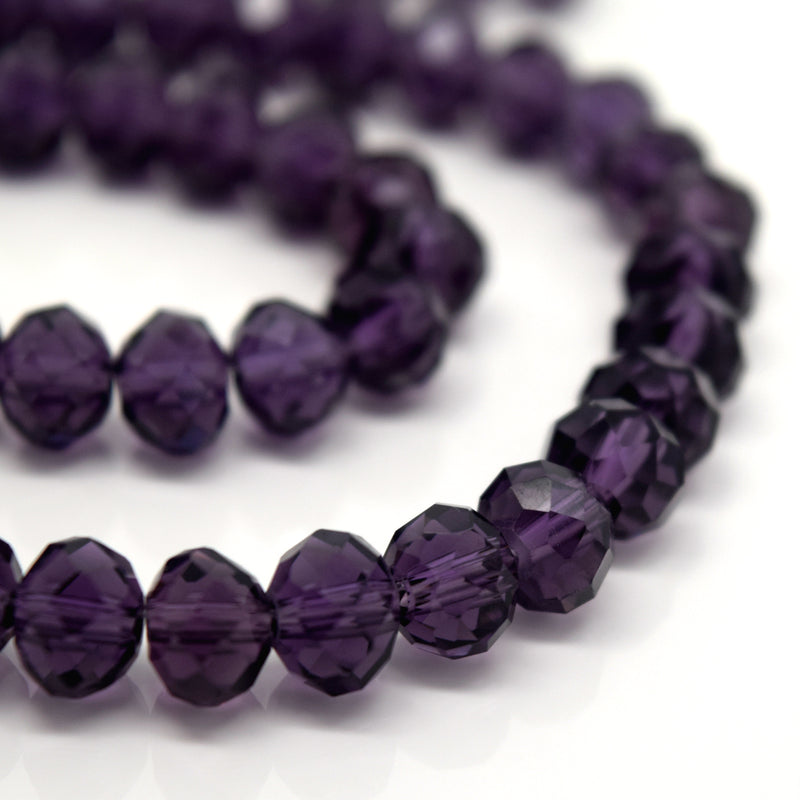STAR BEADS: FACETED RONDELLE GLASS BEADS - VIOLET - Rondelle Beads