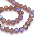 Faceted Rondelle Glass Beads - Amethyst ABX2