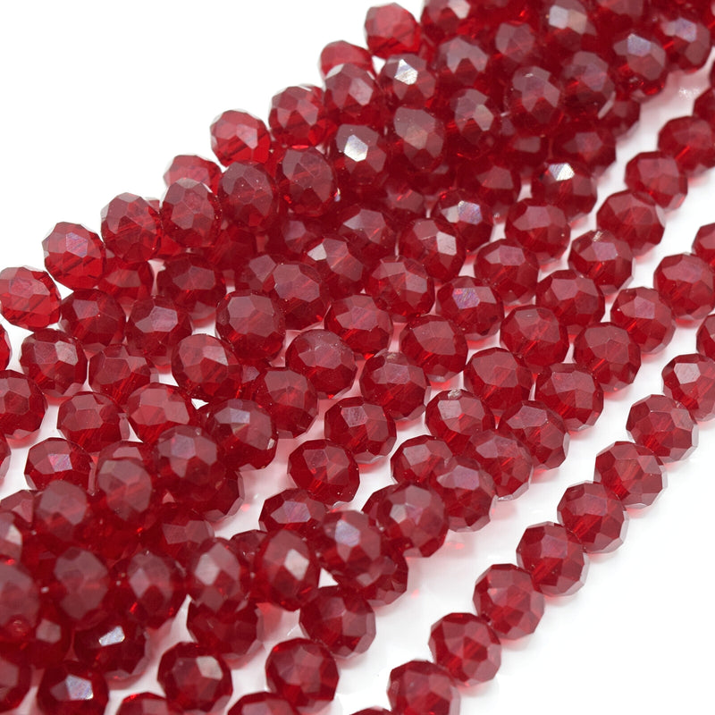 Faceted Rondelle Glass Beads - Dark Siam