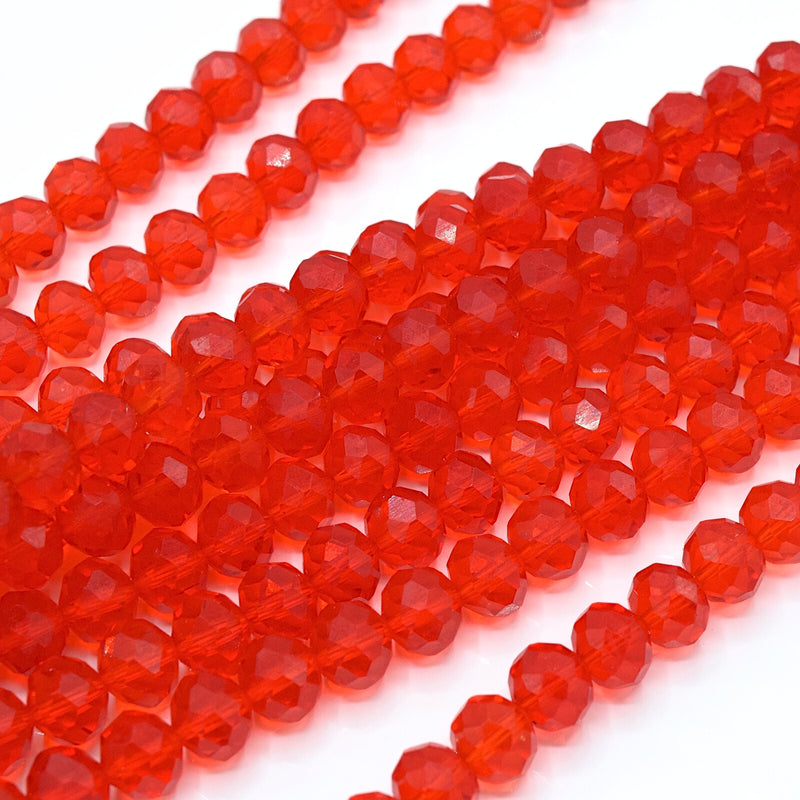 Faceted Rondelle Glass Beads - Light Siam