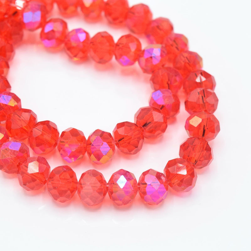 Faceted Rondelle Glass Beads - Light Siam ABX2
