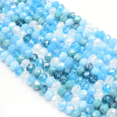 135 x Faceted Rondelle Glass Beads Mixed 8x6mm - Sky