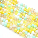 135 x Faceted Rondelle Glass Beads Mixed 8x6mm - Summer