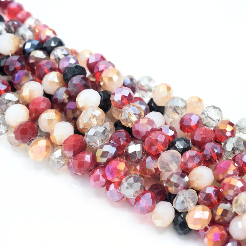 135 x Faceted Rondelle Glass Beads Mixed 8x6mm - Sunset