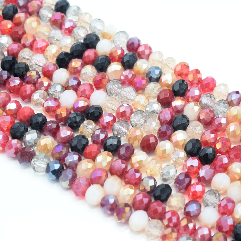 135 x Faceted Rondelle Glass Beads Mixed 8x6mm - Sunset