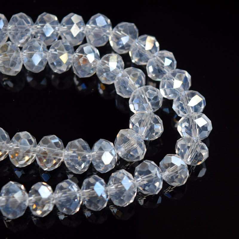 STAR BEADS: FACETED RONDELLE GLASS BEADS - MOONLIGHT - Rondelle Beads