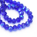 Faceted Rondelle Glass Beads - Royal Blue ABX2