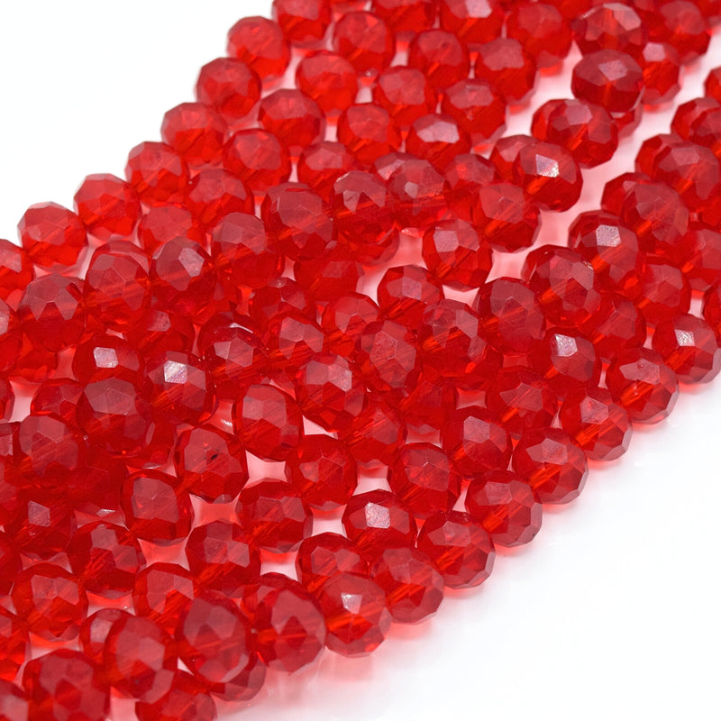 Faceted Rondelle Glass Beads - Siam