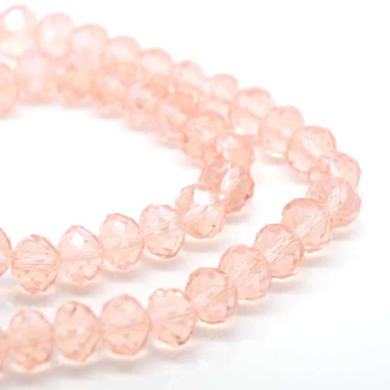 STAR BEADS: FACETED RONDELLE GLASS BEADS - VINTAGE ROSE - Rondelle Beads