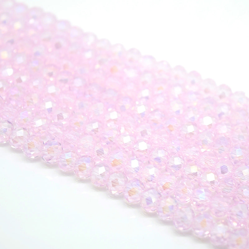 Faceted Rondelle Glass Beads - Rose AB