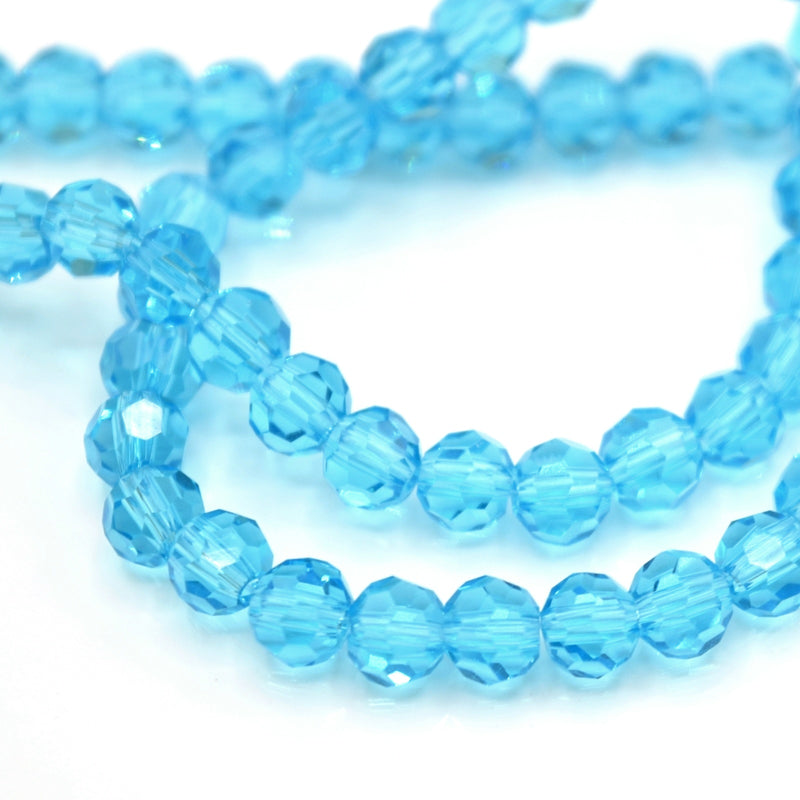Faceted Round Glass Beads 4mm (190pcs) - Aquamarine