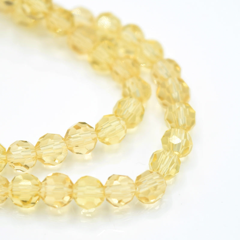 Faceted Round Glass Beads - Champagne