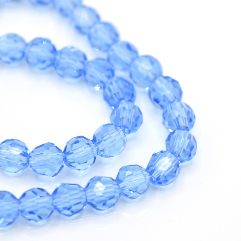 Faceted Round Glass Beads 4mm (190pcs) - Ice Blue
