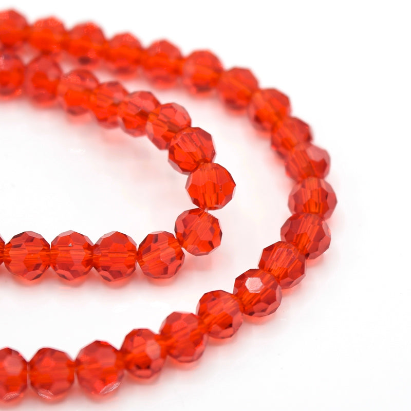 Faceted Round Glass Beads - Light Siam