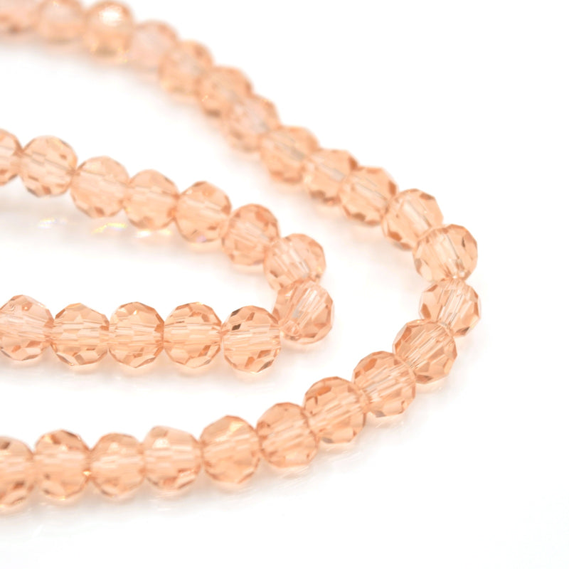 Faceted Round Glass Beads - Peach