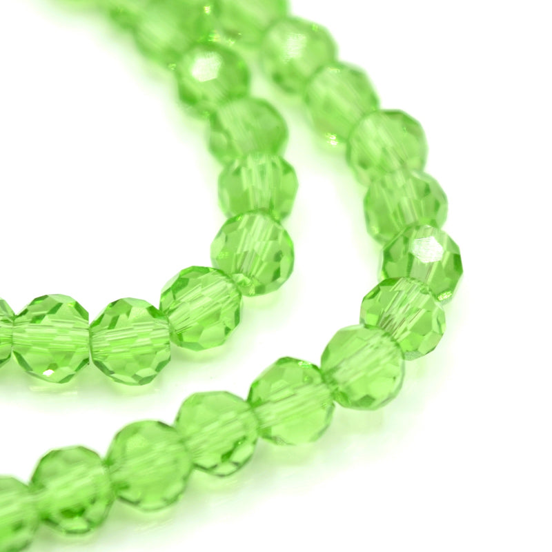Faceted Round Glass Beads 4mm (190pcs) - Peridot
