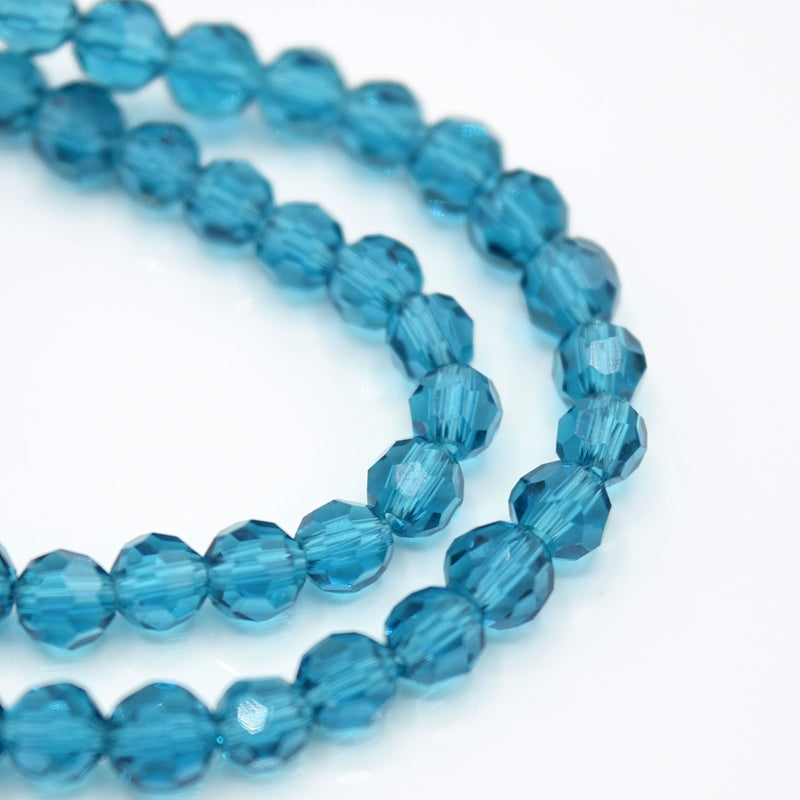 Faceted Round Glass Beads 4mm (190pcs) - Turquoise