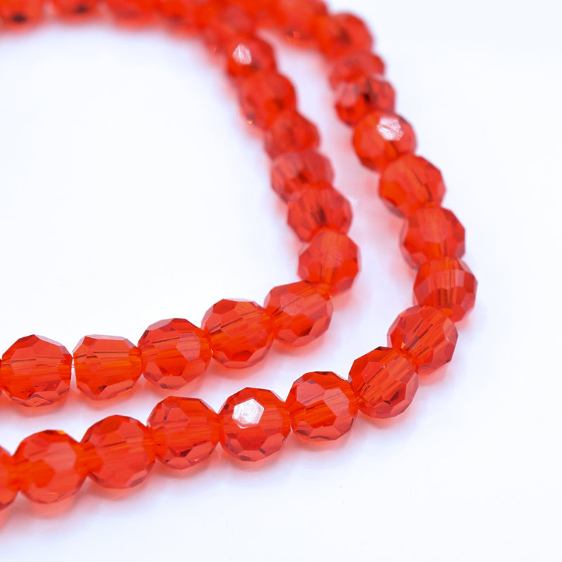 Faceted Round Glass Beads - Light Siam