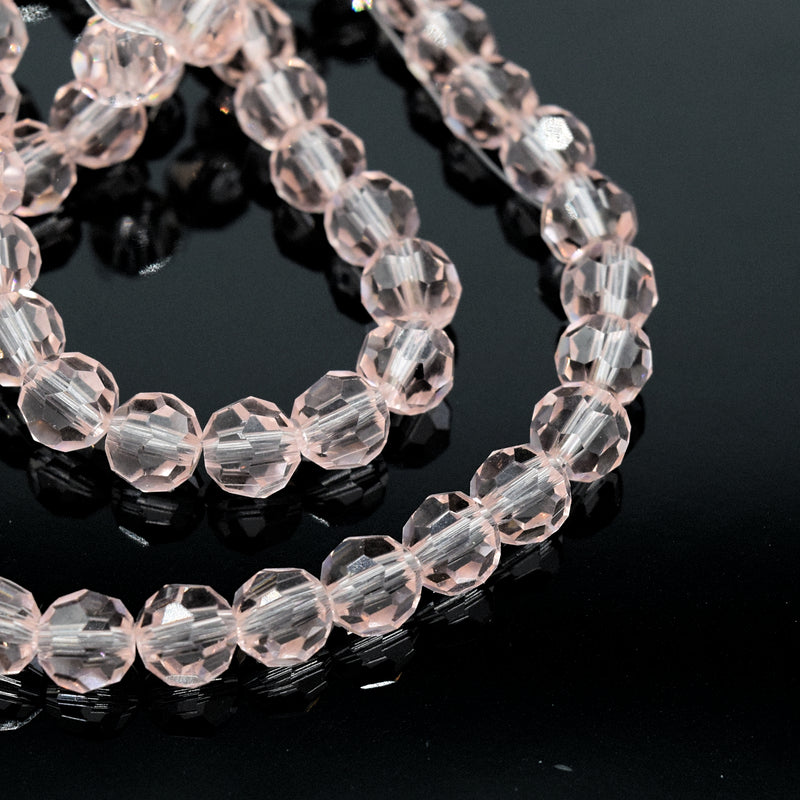 Faceted Round Glass Beads - Vintage Rose