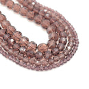 Faceted Round Glass Beads - Amethyst