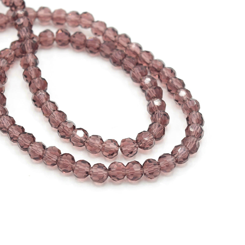 Faceted Round Glass Beads - Amethyst
